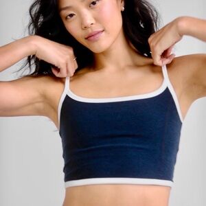 Beyond Yoga Contrast Trim Crop Tank. Navy/Cloud White. NWT. Size S
